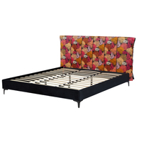 Lit Moderne de Luxe Design pour Chambre à Coucher, Cadre de Lit Capitonnée Ajustable 180x200 avec Rangement