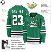 Maillot de hockey sur glace personnalisé à col montant, respirant, avec impression HD, broderie 3D, séchage rapide, et logo, nom et numéro en patch sergé