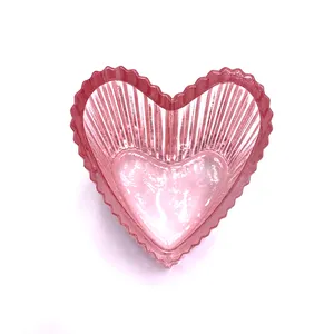 Bougeoir en verre en forme de coeur de couleur rose et violet ODM OEM