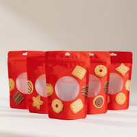 Sachets souples personnalisés en aluminium avec fenêtre et fermeture éclair pour snacks, impression numérique, conception gratuite, emballage refermable pour biscuits, vente en gros