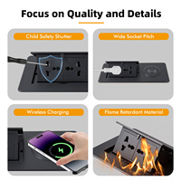 Prise de courant Schuko en alliage d'aluminium pour table, avec USB Type-C, 2/3 prises, auto-mise à la terre, 110V-250V, IP44, 10A, charge sans fil