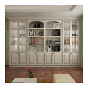 Librería Clásica Personalizada de Lujo Blanca, Librería de Madera QD-B4, Estantería de Madera Maciza para Sala de Estudio y Sala de Estar - Product Image 1