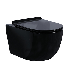 <span class=keywords><strong>WC</strong></span> suspendu en céramique sans bride, couleur noir mat, monobloc, pour salle de bain - Product Image 3