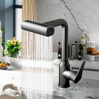 Robinet de cuisine de luxe à levier unique en acier inoxydable 201, 4 modes, rotatif pour évier de cuisine, rotation à 360°