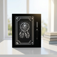 Lot de carnets A5 personnalisés de haute qualité avec phases lunaires célestes, couverture rigide en cuir PU avec feuille d'argent et stylo inclus – Idéal pour un cadeau