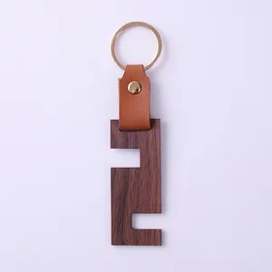 Custom Company Logo Blank Wood Wooden Key Chain Rings Design Keychains