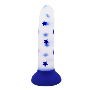 BANSEY En gros Dildo bleu lumineux en silicone liquide, plug anal incurvé avec base ventouse, jouets sexuels pour adultes pour femmes et hommes - Product Image 2