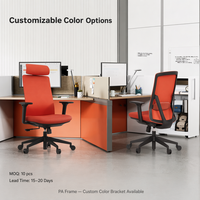 Chaise de bureau ergonomique moderne réglable avec appui-tête, dossier haut en maille, chaise de direction certifiée BIFMA pour usage hôtelier
