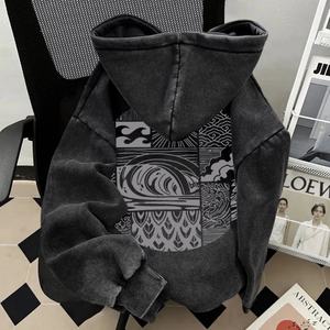 Sudadera con Capucha Estilo Vintage Lavada de la Marca Americana High Street para Hombre, Otoño e Invierno, Chaqueta Holgada Retro de Moda - Product Image 2