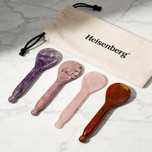 Rodocrosita Gua Sha Pluma de acupuntura facial Herramienta de piedra de jade curativa natural para relajación profunda y tratamiento de tejidos blandos en la cara - Product Image 1