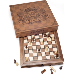 Premium 15 Inch <strong>Personalised</strong> Wooden <strong>Chess</strong> and Chinese Board Game <strong>Set</strong> Custom Corporate Gifts with Drawer Pieces for Indoor Use - Product Image 5