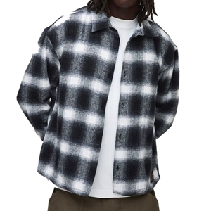 Nouvel arrivage de chemise décontractée à manches longues en flanelle à <span class=keywords><strong>carreaux</strong></span> pour <span class=keywords><strong>homme</strong></span> Streetwear surdimensionné Boxy à <span class=keywords><strong>carreaux</strong></span> brossés <span class=keywords><strong>surchemise</strong></span> de charpentier - Product Image 1