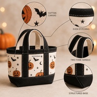 Sac fourre-tout mini en toile pour Halloween, imprimé sur mesure, sac cadeau effrayant pour bonbons de la fête d'Halloween, idéal pour les fêtes d'enfants et les détaillants