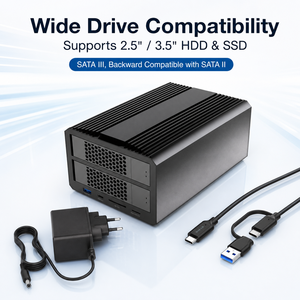 5 槽 RAID 0/1/JBOD/SPAN SATA 硬盘盒 USB-C 10Gbps 3.2 Type-C 外置硬盘盒，适用于 3.5 英寸 2.5 英寸 SSD Windows Mac Linux - Product Image 5