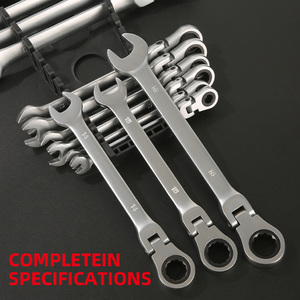 Clé à cliquet flexible OEM Cr-V 6-22 mm, finition chrome satiné, clé combinée pour mécanicien - Product Image 4