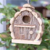 Décoration paysagère créative pour l'extérieur, ornement suspendu, nid d'oiseau en bois massif naturel, nichoir en bois