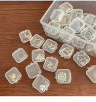 Boîte de rangement en plastique transparente carrée mini en PP recyclable avec couvercle, multifonctionnelle pour bijoux, boucles d'oreilles, colliers, impression UV