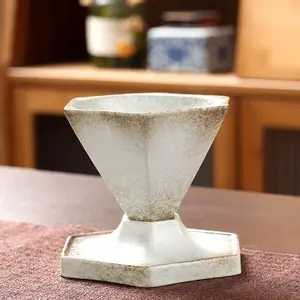 复古陶瓷杯日本粗陶下午茶杯创意锥形漏斗咖啡杯家用厨房餐具