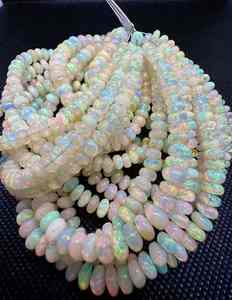 Natural Ethiopian <b>Opal</b> Smooth Rondelle Beads with Multi-Fire, Top-Quality Handmade Jewelry Gift - Product Image 2