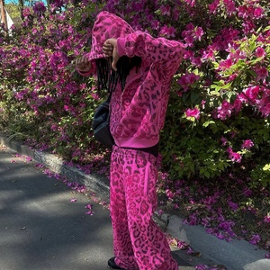 Sudadera Corta de Algodón Grueso con Estampado de Leopardo y Pedrería, Lavado Ácido, Estilo Urbano, Personalizada, para Hombre, Impresión DTG Completa - Product Image 1