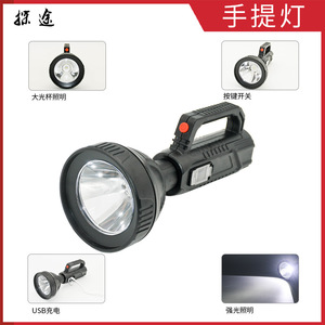 Linterna LED recargable, luz de emergencia portátil para exteriores, haz de luz fuerte de alto brillo, luz blanca regulable, carcasa de plástico ABS - Product Image 5