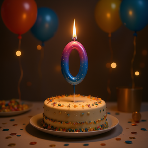 Vela de Cumpleaños con Número 0 para Fiestas, 6 cm, Color Degradado, Decoración para Pasteles de Cumpleaños y Ramadán - Product Image 2