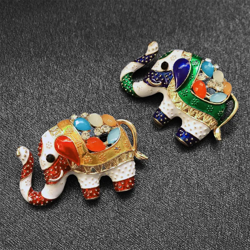 세련된 다채로운 오일 드롭 수지 코끼리 브로치 핀 에나멜 동물 코끼리 브로치 여성용 선물