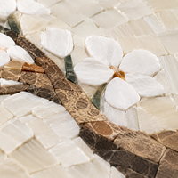 Mosaïque murale en marbre naturel de style chinois, motif fleur de prunier, découpée à la main, décoration murale artisanale pour salle de bain, maison, hôtel, espace commercial