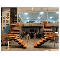 Escalier en acier et bois Mono Stringer personnalisé en usine Escalier flottant Led Escalier flottant pour villa