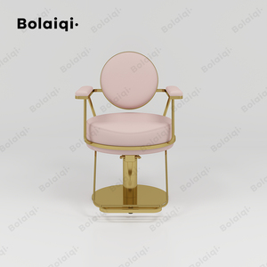 BOLAIQI New Design Ladies <strong>Salon</strong> Furniture Set Pink and Gold <strong>Salon</strong> <strong>Chairs</strong> Stainless Steel Base <strong>Salon</strong> <strong>Styling</strong> <strong>Chair</strong> - Product Image 3