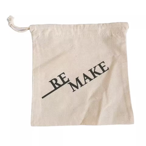 Sac d'emballage en toile de coton et lin naturel à fond rond avec cordon de serrage et poche, pour riz et bonbons, avec logo personnalisé imprimé - Product Image 2