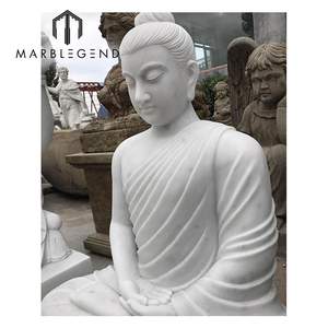 Fabricante de Estátuas de Buda em Pedra para Jardim, Esculturas Artísticas, Estátua de Buda em Mármore Branco Natural - Product Image 3