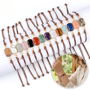 Bracelet en cristal naturel à double facettes, ajustable, tressé à la main, avec pierres brutes, protection énergétique, bracelet en pierre de guérison - Product Image 6