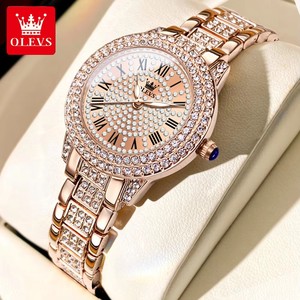   Montres pour femmes, montre-bracelet à quartz originale à la mode pour dames, cadran romain, diamants étincelants, étanche, lumineuse, luxe, nouvelle collection - Product Image 2