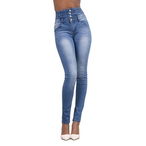 New Arrival Wholesale Woman Long Denim Pencil Pants <strong>Women</strong> Stretch Skinny High Waist Denim <strong>Jeans</strong> - Product Image 6
