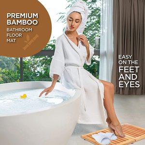 <span class=keywords><strong>Tapis</strong></span> de sol de salle de bain en bambou à lattes, en <span class=keywords><strong>bois</strong></span> massif naturel, antidérapant, résistant à l'eau, écologique, pour la douche - Product Image 2