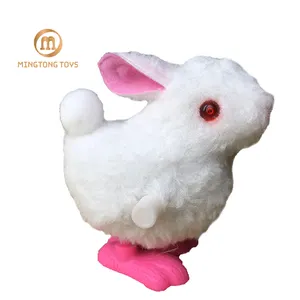 Hot Sale Kids Cheap Cute Plush Jump Wind Up Mechanism Animal Rabbit Windup Toys