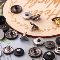 Kancing Logam Tersembunyi 4 Bagian, Bulat Polos, Warna Hitam, Emas, Perak, 9MM 10MM 12MM 14MM, 4 Lubang, Model Fancy untuk Pakaian