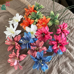 Lily Silk <b>Flowers</b> Three Headed Miniature Wedding Decoration <b>Artificial</b> <b>Flower</b> <b>Wall</b> Stage Aisle Decor Soft Oil Painting Style - Product Image 1