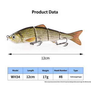 Leurre Artificiel Articulé Biomimétique en Métal 4 Sections 12cm/17g pour <span class=keywords><strong>Thon</strong></span>, Appât Nageur Submersible, Équipement de Pêche Longue Distance - Product Image 5