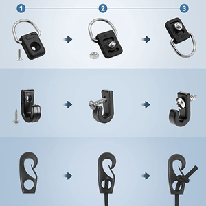 Kayak D Ring mit Schraubens atz, Kayak Deck Loops Kit mit M6 Schrauben J-Hooks Bungee Cord Ends für Kajaks Kanus Boote Angeln - Product Image 3