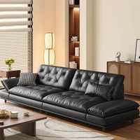 Elegante Sofá Convertible Moderno de Tres Plazas en Cuero Genuino, Mueble de Sala de Estar de Lujo, Diseño Minimalista, Estilo Cama, con Relleno de Esponja