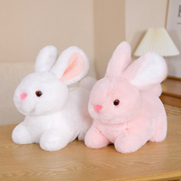 Joli lapin en peluche gris, blanc, rose, noir, à poils longs et doux, avec grandes oreilles, pour les fêtes et Pâques, en coton PP, logo personnalisé