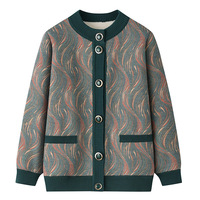 Personnes d'âge moyen et âgées veste imprimée chaude femme rembourré grand-mère pull cardigan maman pull en tricot