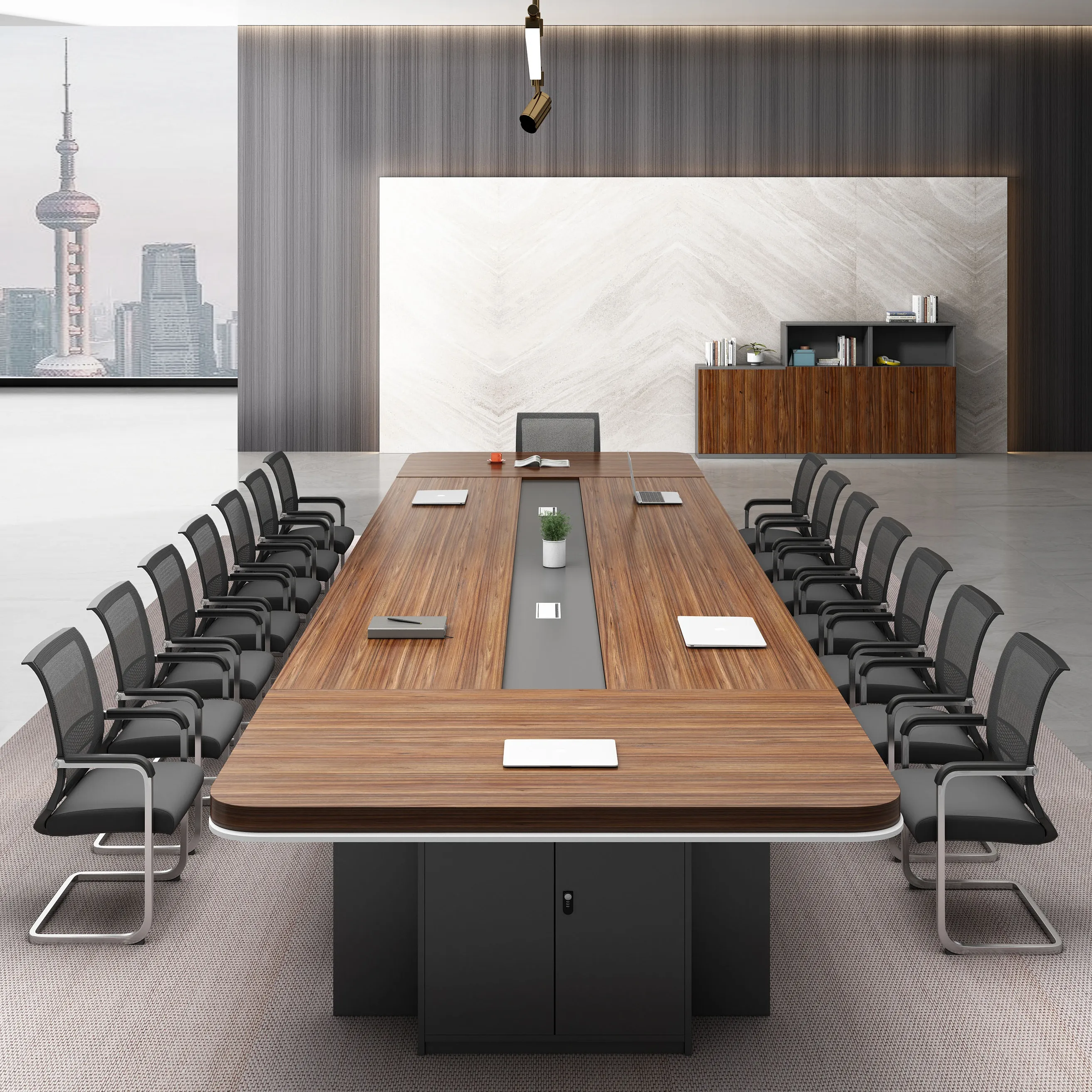 طاولة اجتماعات عصرية كبيرة للمؤتمرات طاولة اجتماعات 12 شخصًا