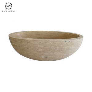 Bañera Independiente <span class=keywords><strong>de</strong></span> <span class=keywords><strong>Piedra</strong></span> Travertino Beige <span class=keywords><strong>Natural</strong></span> a Precio <span class=keywords><strong>de</strong></span> Fábrica - Product Image 2