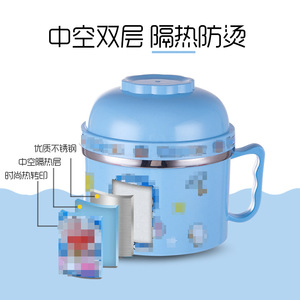 Boîte à lunch isotherme double couche en acier inoxydable 304, style dessin animé, pour enfants et adultes, avec couvercle - Product Image 4
