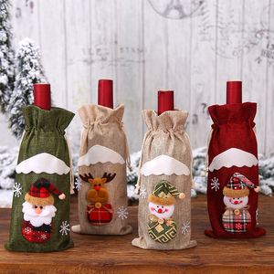 Juego de Fundas Decorativas para Botellas de Vino Navideñas, Nuevas Fundas de Lino Rojo para Botellas de Champán, Decoraciones Navideñas Elegantes - Product Image 4