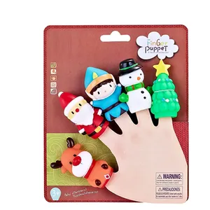 Детские рождественские подарочные пальчиковые игрушки на заказ Санта-Клаус Снеговик пальчиковые наборы