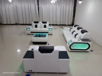 Sofá Inteligente con Luz LED, Muebles de Lujo para Sala de Estar Moderna, Sofá Eléctrico Multifuncional de Cuero